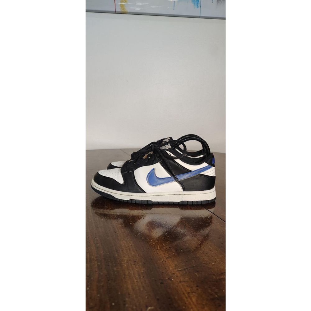 Nike Dunk Low Shoes Youth Size 5.5Y Black White Blue Athletic Leather Sneakers